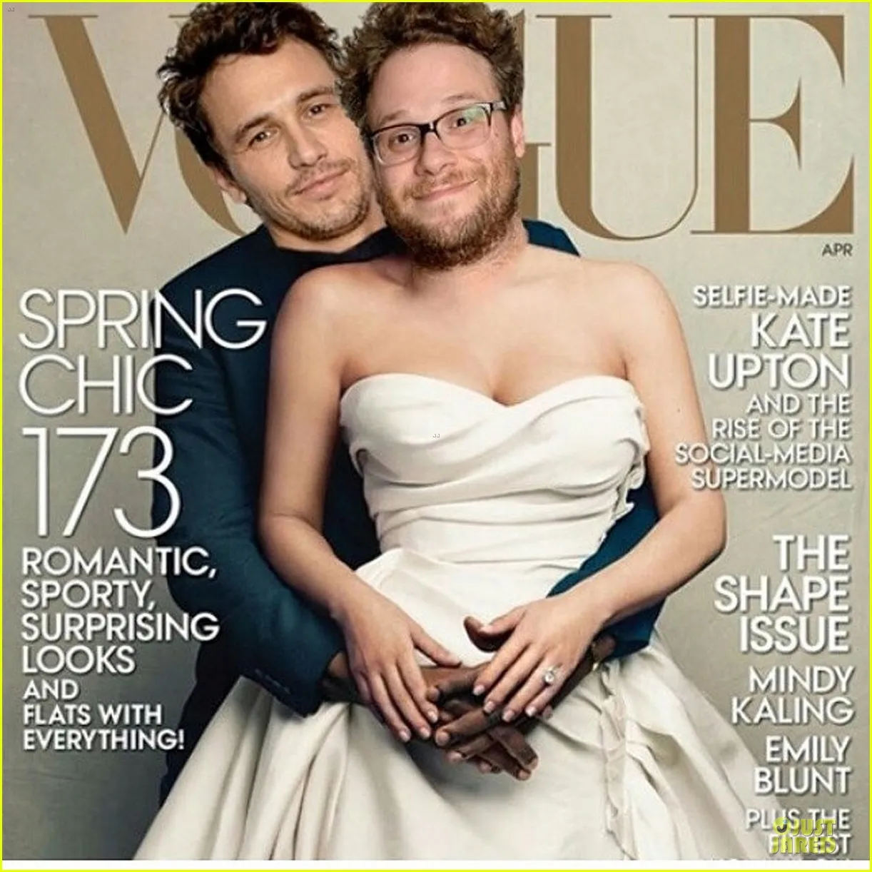 Seth Rogen dan James Franco dalam sampul versi parodi.