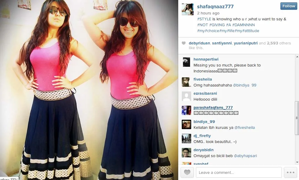 Shafaq Naaz terlihat lebih kurus? @instagram/shafaqnaaz777
