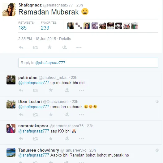 Shafaq bahagia bertemu Ramadan lagi. @twitter/shafaqnaaz777