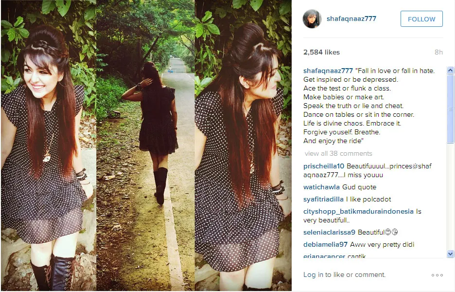 Ini dia gaya Shafaq Naaz saat melenggang cantik di jalanan yang sepi © Instagram.com/shafaqnaaz777