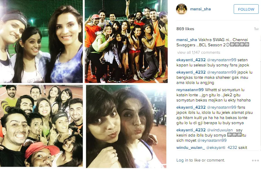 Shaheer main kriket bareng pemain Chennai Swaggers © Instagram.com/mansi_sha