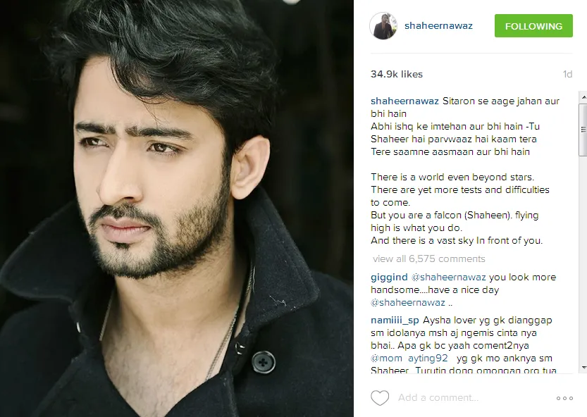 Postingan Shaheer langsung dapat 6800 komentar lebih! ©instagram/shaheernawaz