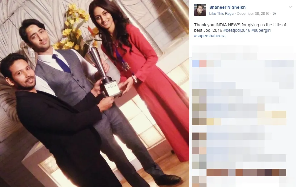 Shaheer dan Erica jadi best jodi 2016 ©facebook/shaheernsheikh
