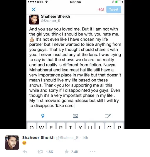 Shaheer curhat lagi di Twitter. @twitter/shaheernawaz