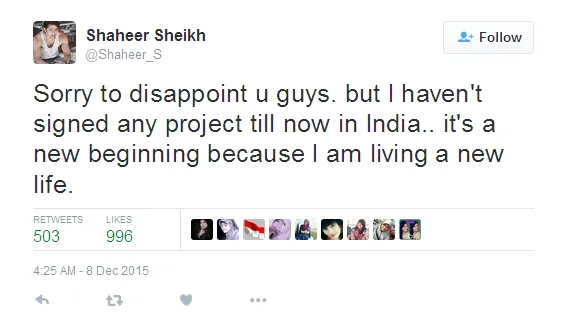 Shaheer bantah dapat proyek baru di India. ©twitter/shaheer_s