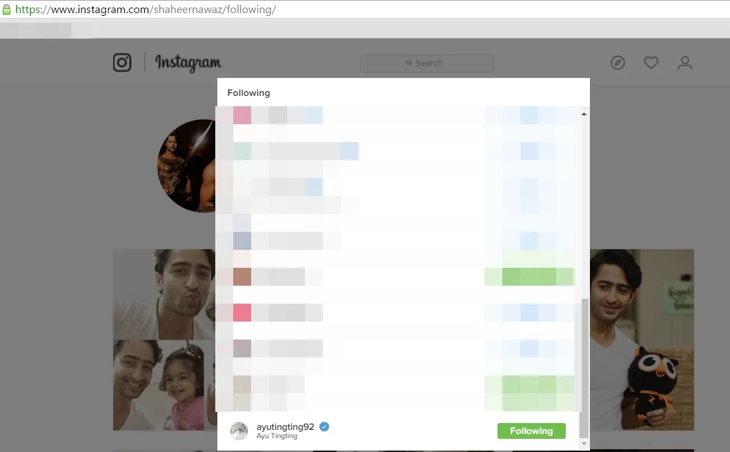 Shaheer Sheikh masih follow Ayu Ting Ting ©instagram/shaheernawaz
