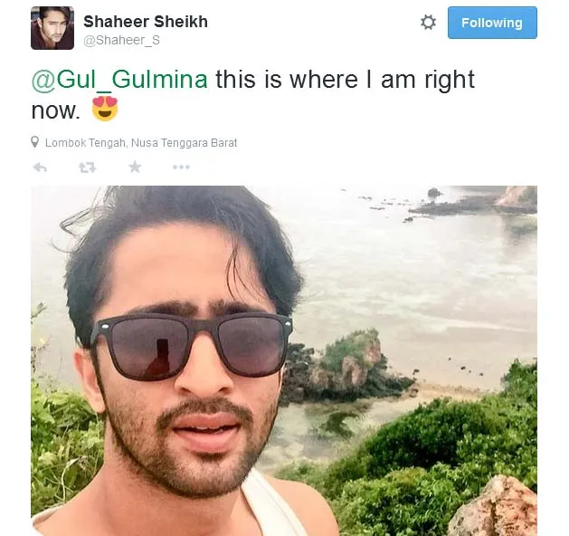 Shaheer Sheikh nikmati liburannya di Lombok. @twitter/shaheer_s