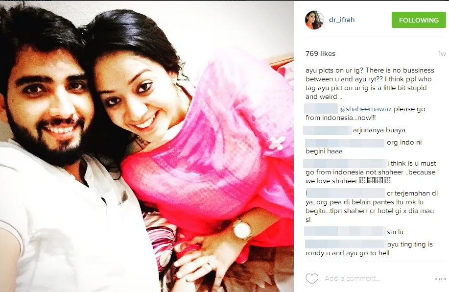 Adik Shaheer ikut jadi sasaran haters. ©instagram/dr_ifrah
