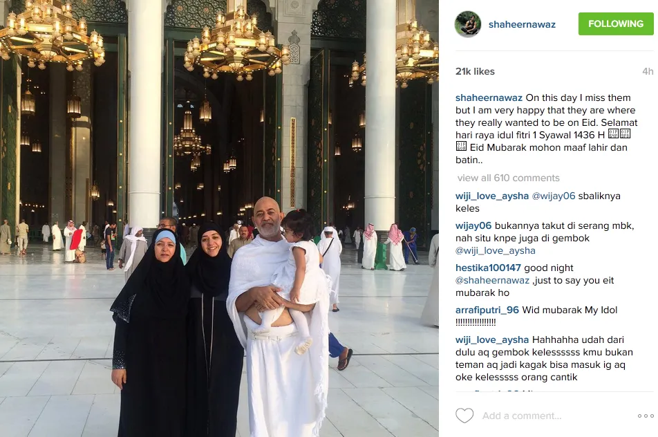 Shaheer rayakan Lebaran jauh dari keluarga. @instagram/shaheernawaz