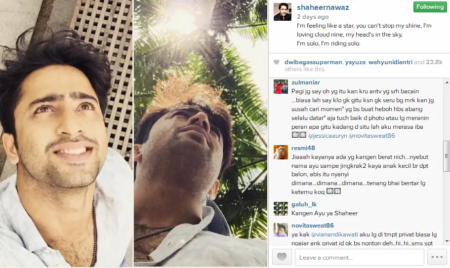 Shaheer benar kangen Ayu? @instagram/shaheernawaz