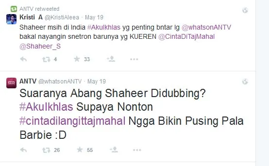 Suara Shaheer bakal didubbing. @twitter/whatsonANTV