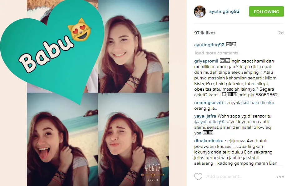 Ayu Ting Ting dan Shaheer bareng ke pantai. ©instagram/ayutingting92