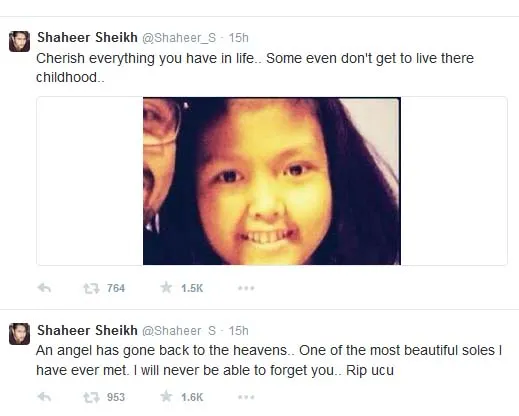 Shaheer Sheikh berduka karena kepergian Ucu. @twitter/shaheer_s