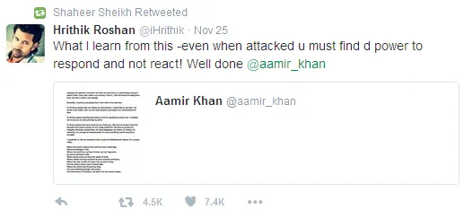 Shaheer Sheikh beri dukungan kepada Aamir Khan. ©twitter/shaheer_s