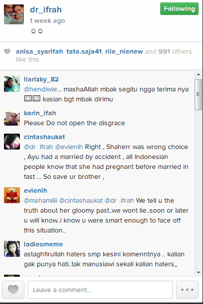 Netizen Indonesia malu dengan mereka yang sudah menyerang adik Shaheer. @instagram/dr_ifrah