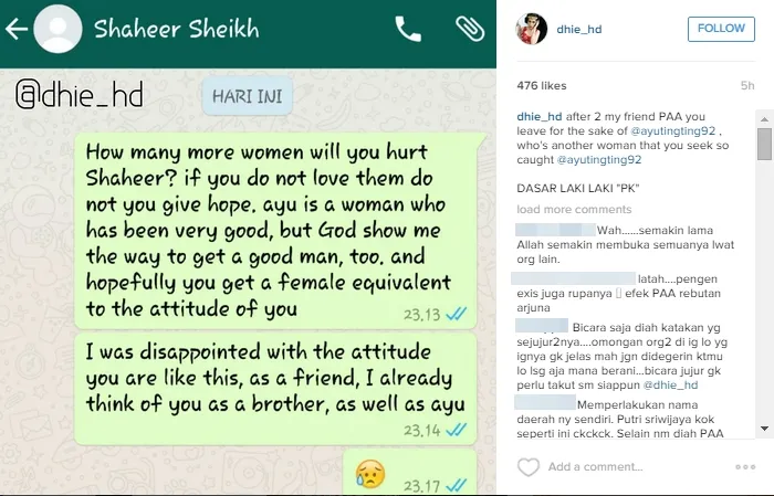 Diah menyebut Shaheer sebagai laki-laki PK. ©instagram/Dhie_HD