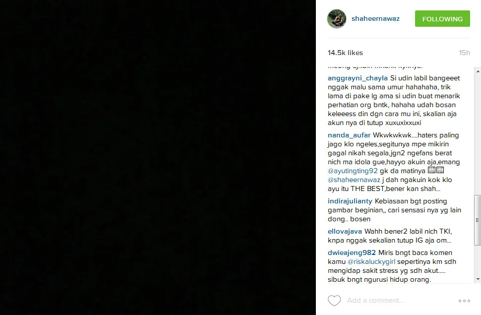 Tak dapat pujian, Shaheer malah panen hujatan. @instagram/shaheernawaz