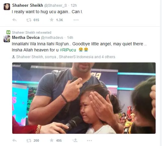 Shaheer ingin memeluk Ucu untuk yang terakhir kali. @twitter/Shaheer_s