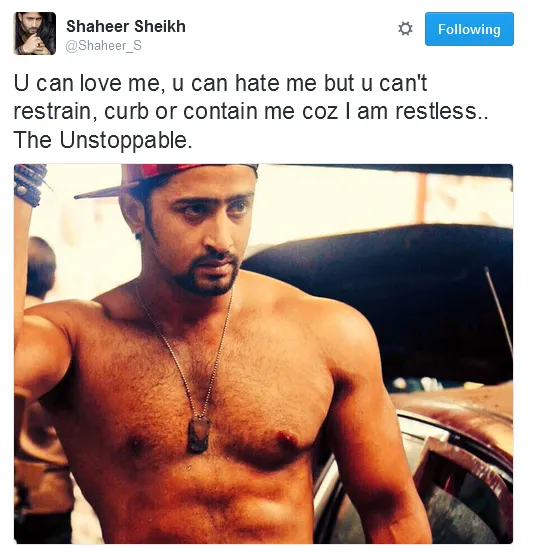 Begini wajah garang dan perut sixpack Shaheer, macho banget ya! © Twitter.com/Shaheer_S