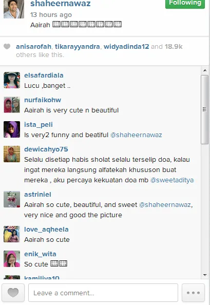 Semua memuji kecantikan Aairah. @instagram/shaheernawaz
