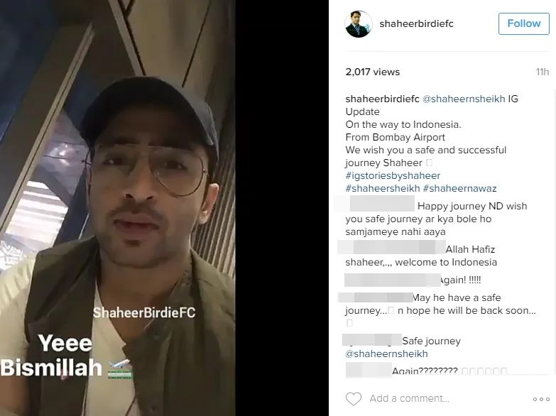 Shaheer terbang ke Indonesia ©instagram/shaheerbirdiefc