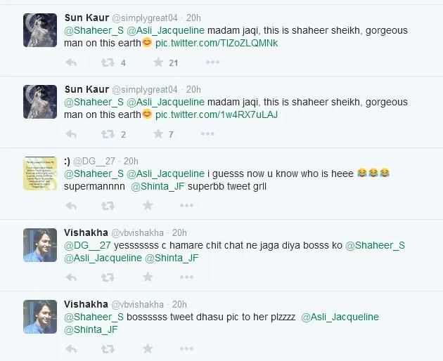 Fans pun memperkenalkan Shaheer ke bintang film 'KICK' tersebut. @twitter/shaheer_s