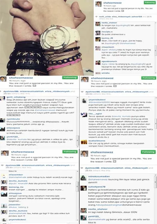Gara-gara foto dan status ini, netizen kembali 'perang'. @instagram/shaheernawaz