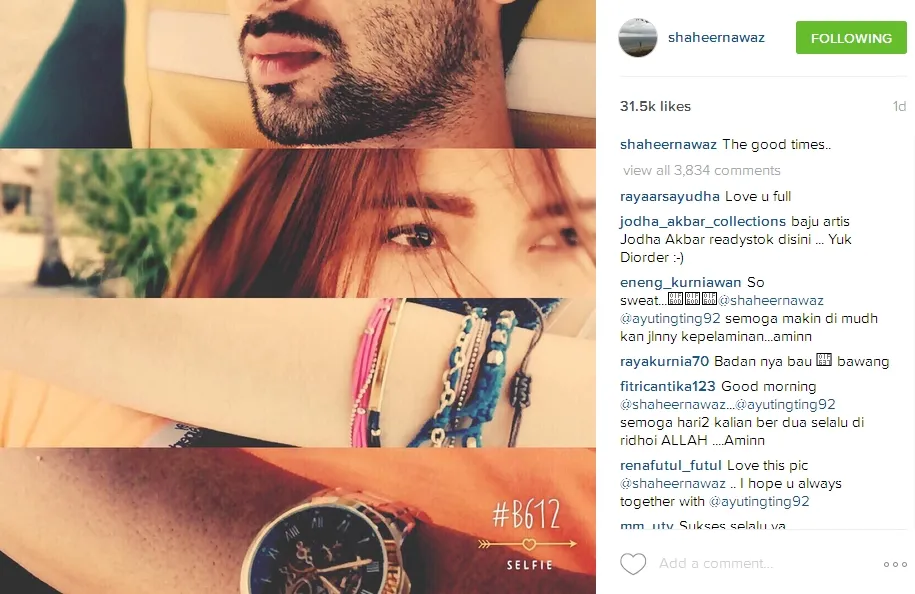 Shaheer bantah kabar putus dengan postingan ini. ©instagram/shaheernawaz