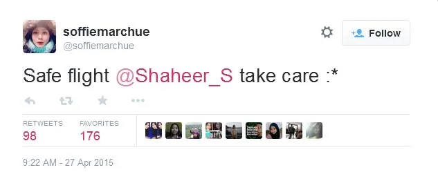 Soffie Marchue berdoa agar Shaheer selamat di perjalanan. @soffiemarchue