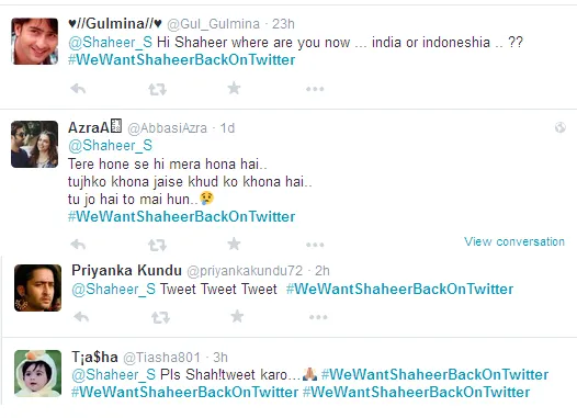 Shaheer Sheikh diminta ngetwit lagi oleh fans. ©twitter