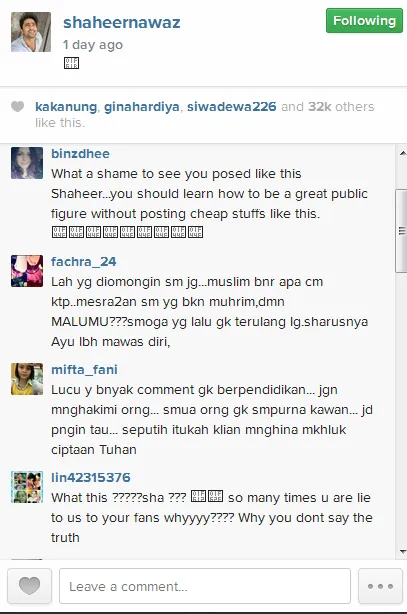 Mereka anggap apa yang dilakukan Shaheer sebagai hal yang memalukan. @instagram/shaheernawaz