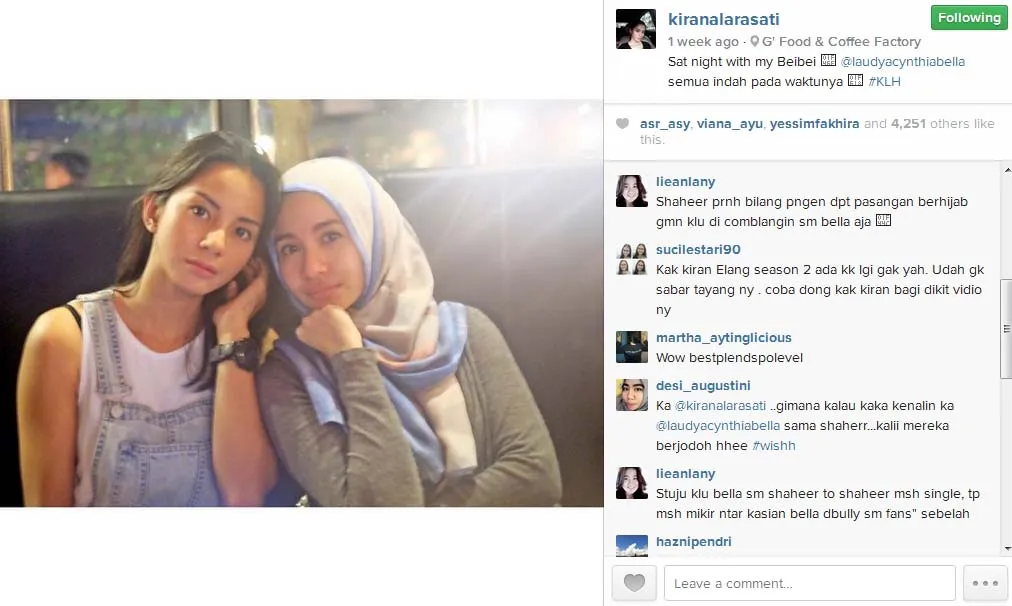 Kirana diminta fans agar memperkenalkan Shaheer dengan Bella. @instagram/kiranalarasati