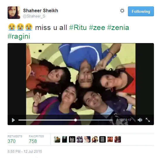 Shaheer Sheikh kangen teman-temannya di India. @twitter/shaheer_s