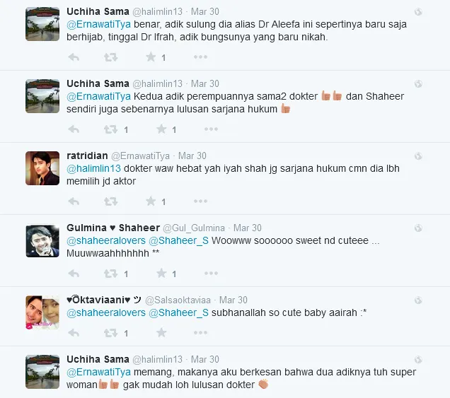 Sebagian komentar yang memuji Aleefa dan Aairah. @twitter/shaheeralovers