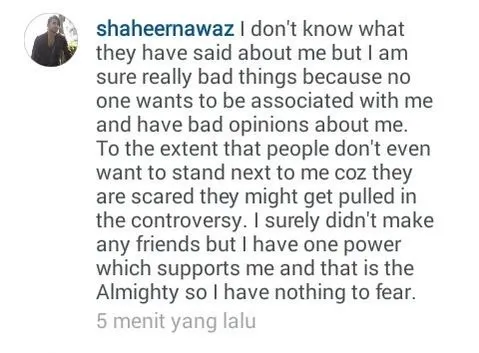 Shaheer tidak takut meski tak punya teman, karena ia punya Tuhan yang menjaganya. ©instagram/shaheernawaz