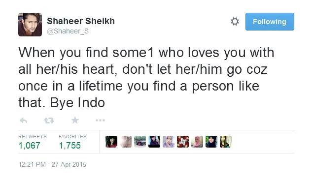 Petuah cinta Shaheer, buat siapa? @twitter/shaheer_s