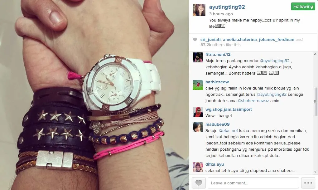 Ayu sebut Shaheer sebagai semangat hidupnya. @instagram/ayutingting92