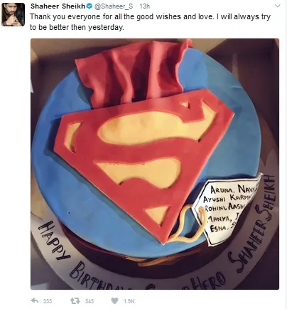 Shaheer dapat kue ultah dari sahabat, benarkah bakal rayakan hari lahir di Dubai? ©twitter/shaheer_s