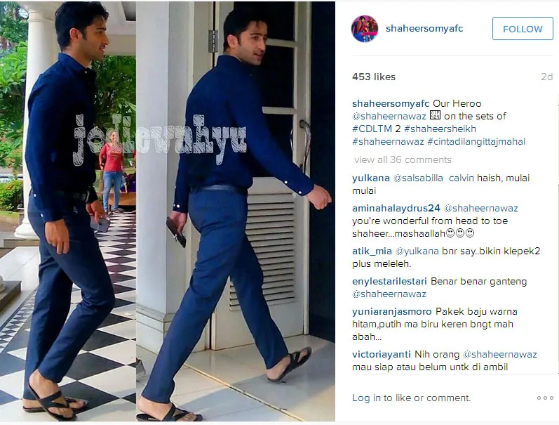Begini gaya Shaheer saat padukan outfit formal dan sandal jadul, tetap ganteng! © Instagram.com/shaheersomyafc