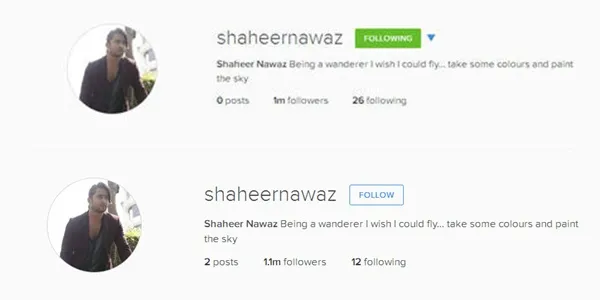 Akun yang di-follow Shaheer jauh berkurang © Instagram.com/shaheernawaz