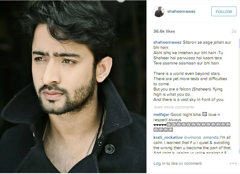Shaheer kembali curhat lewat penggalan lirik lagu di akun IG-nya © Instagram.com/shaheernawaz