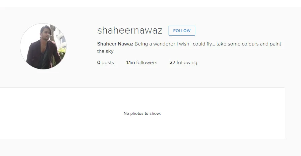 Shaheer kembali menghapus semua fotonya di akun Instagram © Instagram.com/shaheernawaz