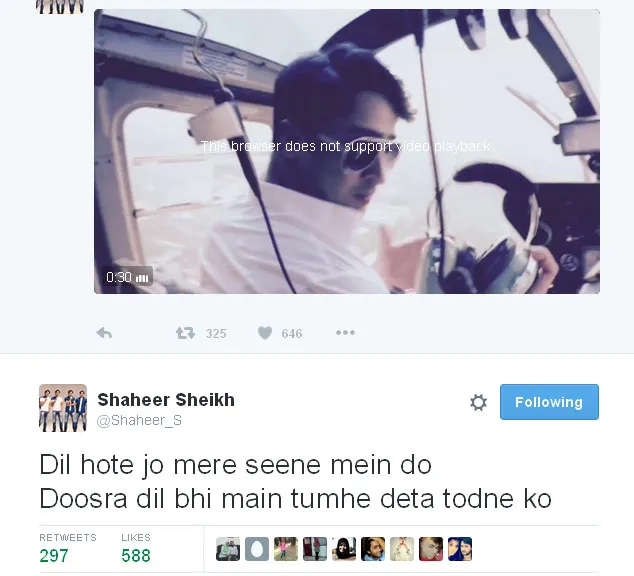 Ini dia penggalan lirik yang dinyanyikan oleh Shaheer Sheikh © Twitter.com/Shaheer_S