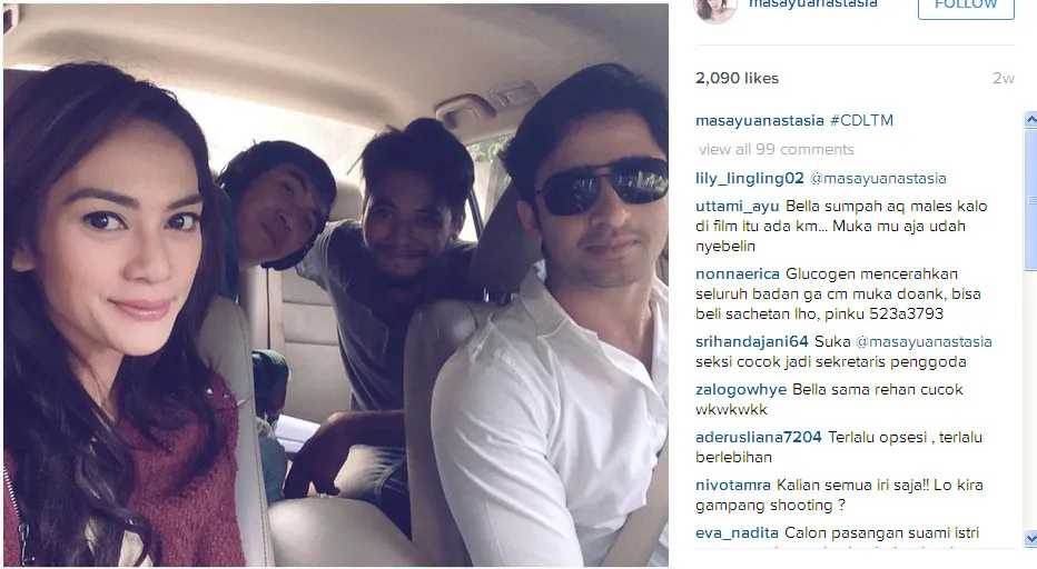 Ini dia selfie Masayu dan Shaheer di lokasi syuting CDLTM © Instagram.com/masayuanastasia