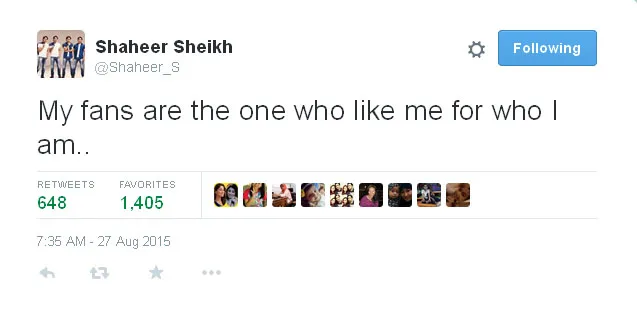 Ini dia definisi fans yang benar bagi Shaheer Sheikh © Twitter.com/Shaheer_S