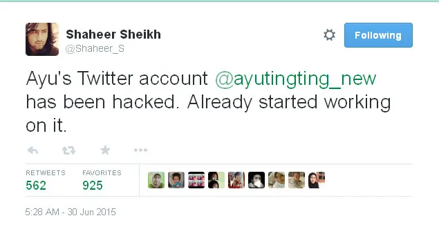 Ini tindakan Shaheer Sheikh usai tahu akun Ayu di-hack @twitter.com/Shaheer_S