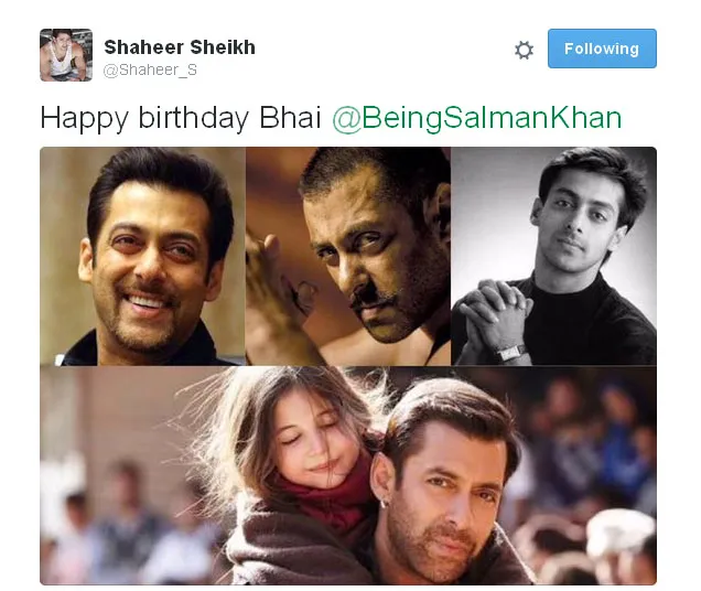 Salman Khan adalah aktor idola Shaheer Sheikh © Twitter.com/Shaheer_S