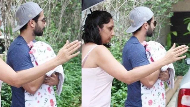 Shahid Kapoor menutupi wajah anaknya dengan seksama ©dnaindia.com