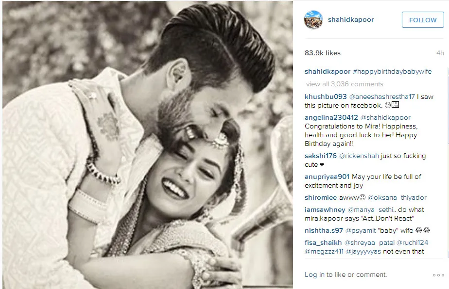 Inilah potret kemesraan Shahid dan Mira saat menikah pada 7 Juli lalu © Instagram.com/shahidkapoor