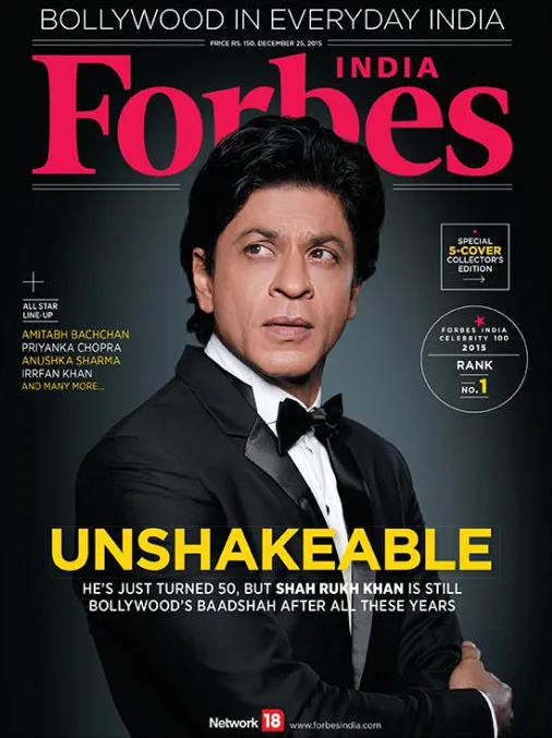 Shahrukh jadi seleb dengan pendapatan terbanyak tahun 2015. ©forbesindia